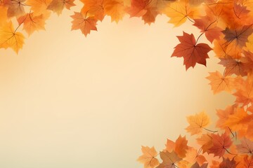 Wall Mural - abstract autumn frame background with colorful maple leaves and copy space
