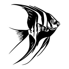 Angelfish black silhouette logo svg vector, Angelfish icon illustration.