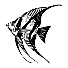 Angelfish black silhouette logo svg vector, Angelfish icon illustration.