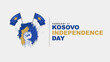 Vector illustration of Kosovo independence day, celebrated on February 17. Greeting card poster design with grunge brush texture flags