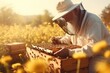 Male beekeeper on a beekeeper