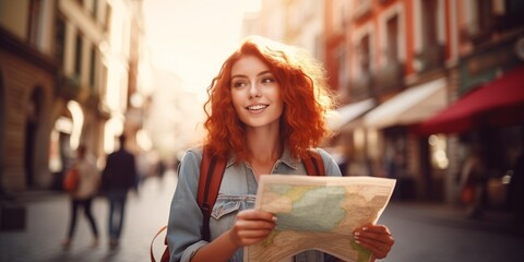 Sticker - Attractive young female tourist