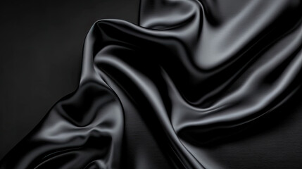 Wall Mural -  black silk wavy draping textile,dark black luxury cloth , liquid wave or wavy folds of grunge silk texture satin