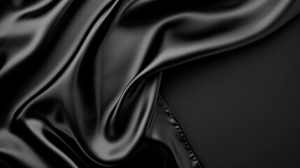 Wall Mural -  black silk wavy draping textile,dark black luxury cloth , liquid wave or wavy folds of grunge silk texture satin