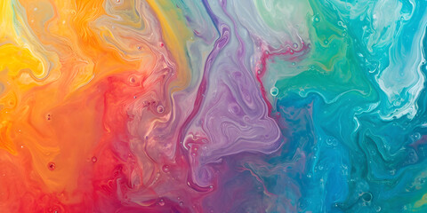 Wall Mural - rainbow marbled paint texture background