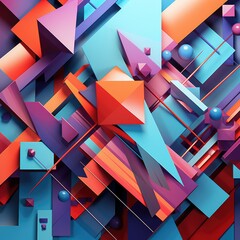 Poster - a captivating artwork featuring a diverse array of colorful shapes in a lively abstract composition,