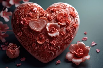 Poster - Decorative workpiece for congratulating on St. Valentine's Day. Generative AI.