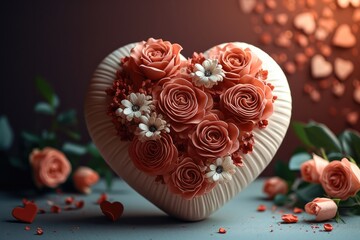 Poster - Decorative workpiece for congratulating on St. Valentine's Day. Generative AI.