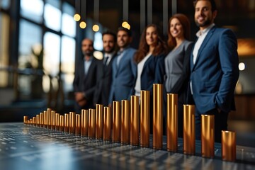 Poster - Business Corporate team brainstorming with chart and checking and analysis, A business team and business growth graph. Generative AI.