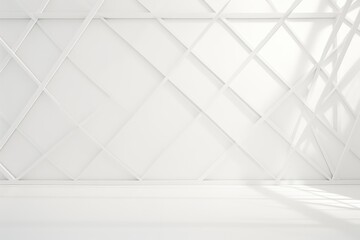 Poster - a white room featuring a striking geometric pattern on the wall, crisp, minimalist lines creating a 
