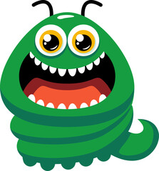 Wall Mural - Funny monster with scare face, spooky alien mascot