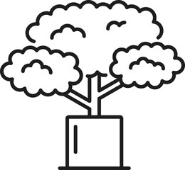 Poster - Flowerpot with growing tree isolate thin line icon