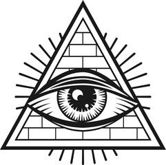 Wall Mural - Evil protection magic eye mason pyramid triangle