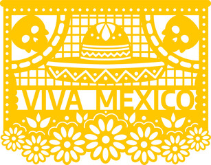 Wall Mural - Viva mexico mexican paper cut holiday flag