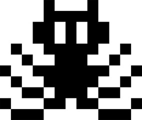 Poster - Abstract funny monster icon in pixel art style