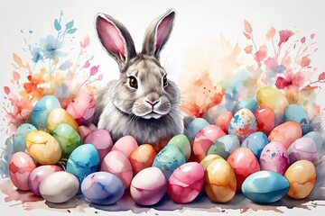 easter bunny in watercolor illustration, perfect for crafting designs on invitations, cards, greetings, and warm congratulations