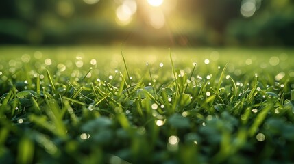 Poster - Green grass on a blurred background. Generative AI.