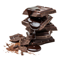Poster - Chocolate pieces stack and chocolate syrup