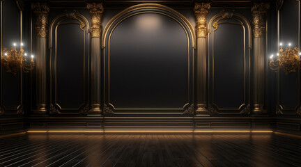 Poster - Fashionable black and gold interior