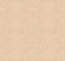 Vector Seamless Pattern From Brown And Beige Hand Drawn Ornaments, Stripes And Fantasy Flowers