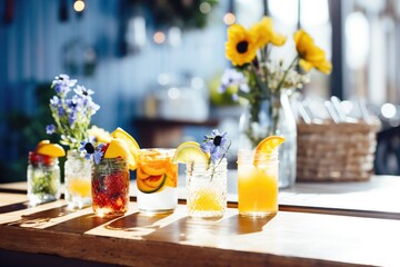 Canvas Print - fruit garnishes displayed at a sunny bar