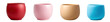 Set of modern decorative empty vases in red, blue, cream, and pink colors, suitable for mockup design. Made of clay or ceramic. isolated on a transparent background. PNG, cutout, or clipping path.	
