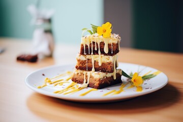 Wall Mural - brownies with white chocolate drizzle