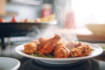 Canvas Print - close-up of fried chicken with steam