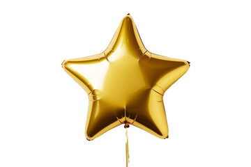 Wall Mural - Star shaped golden foil balloon on transparent or white background