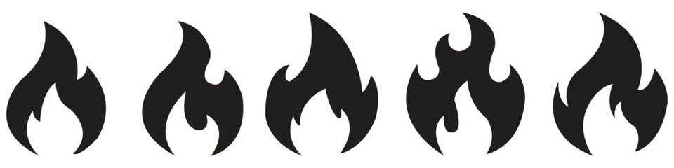 Wall Mural - fire icon collection. fire flame symbol. bonfire silhouette logotype. flames symbols set flat style 