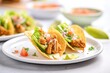 crisp taco shells filled with lettuce and ground turkey