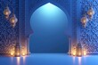 Elegant Islamic and Lanterns with Blue Background