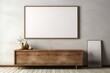 Interior design of modern room with empty blank mock up poster frame. Minimalist and aesthetic interior with photo mockup