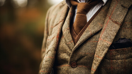 Wall Mural - Menswear autumn winter clothing and tweed accessory collection in the English countryside, man fashion style, classic gentleman look