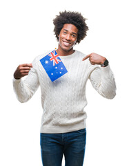 Poster - Afro american man flag of Australia over isolated background with surprise face pointing finger to himself