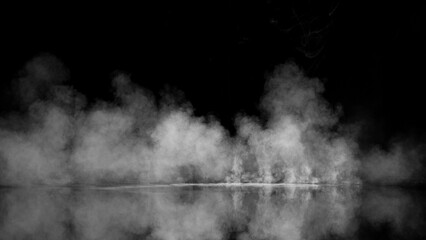 Abstract white smoke on black background