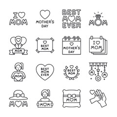 Wall Mural - Set of Mothers Day icon for web app simple line design