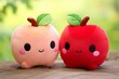 Cute squishy plush kawaii apple. Generative AI
