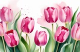 Fototapeta Tulipany - pastel tulips watercolor background. tulips space for text