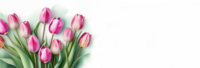  pastel tulips watercolor background. tulips space for text