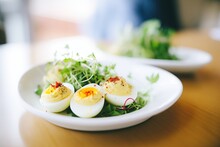 Deviled Eggs With A Side Of Green Salad