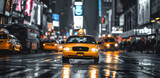 Fototapeta  - new york cabs on the street at night