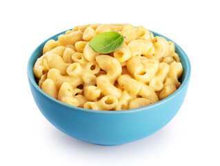 Wall Mural - Mac and cheese. Creamy macaroni and cheese pasta isolated on white background. With clipping path.