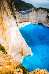 Wall Mural - navagio beach with the famous wrecked ship in Zante, Greece