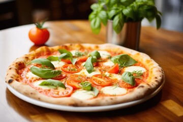 pizza margherita with fresh mozzarella and tomatoes