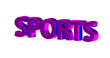 Sports - pinke plakative 3D-Schrift, Sport, Training, Fitness, Ausdauer, Freizeit, Fußball, Basketball, Laufen, Tennis, Schwimmen, Joggen, Yoga, Bodybuilding,  Radsport, Freisteller
