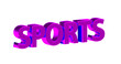 Sports - pinke plakative 3D-Schrift, Sport, Training, Fitness, Ausdauer, Freizeit, Fußball, Basketball, Laufen, Tennis, Schwimmen, Joggen, Yoga, Bodybuilding,  Radsport, Freisteller
