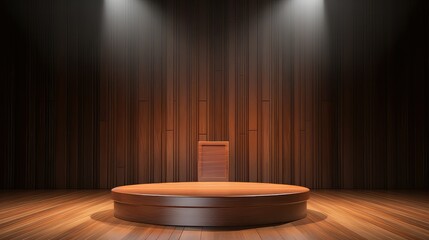 Wall Mural - spotlight podium studio background illustration performance speaker, audience event, conference speech spotlight podium studio background