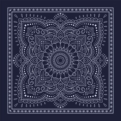 Wall Mural - circular pattern in form of mandala with flower for henna, mehndi, decoration. blue decorative ornam