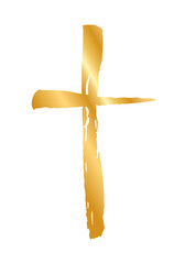 Handdrawn christian cross symbol, hand painted with ink brush. Png clipart isolated on transparent background